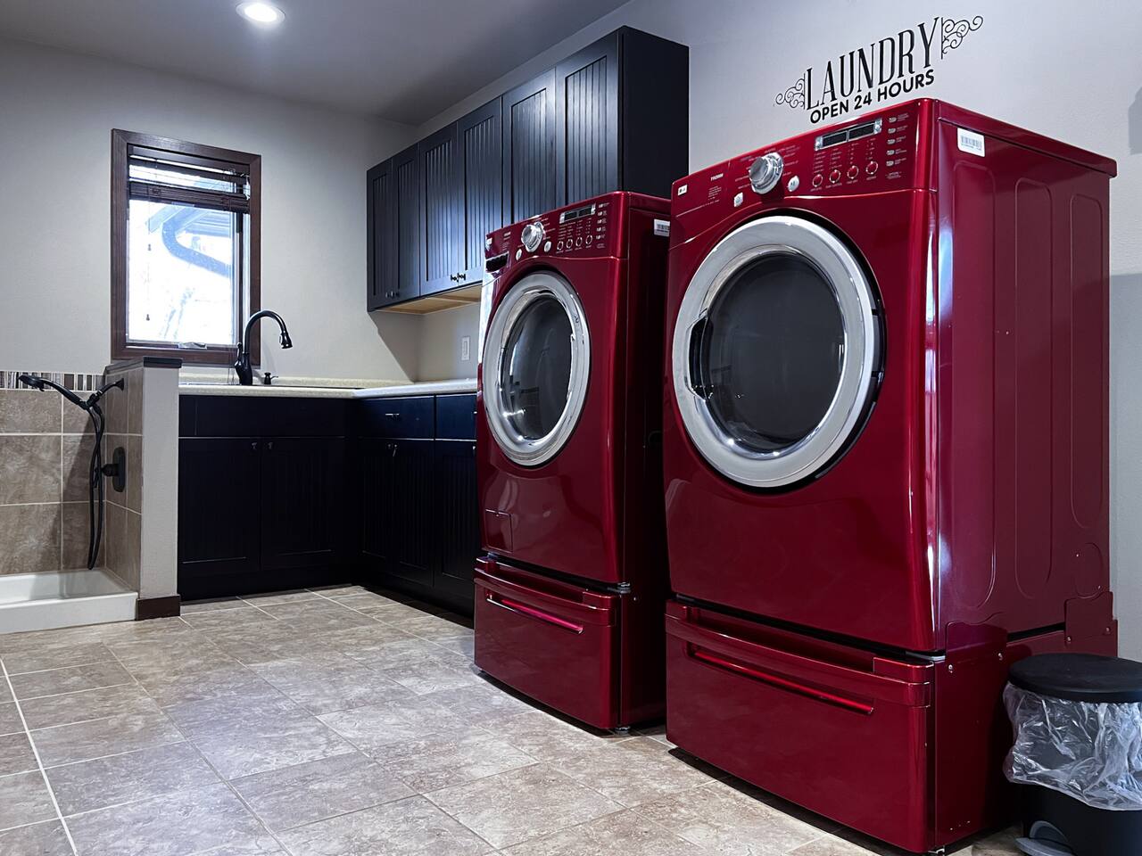 Large mudroom with washer and dryer - perfect lake days and winter adventures.