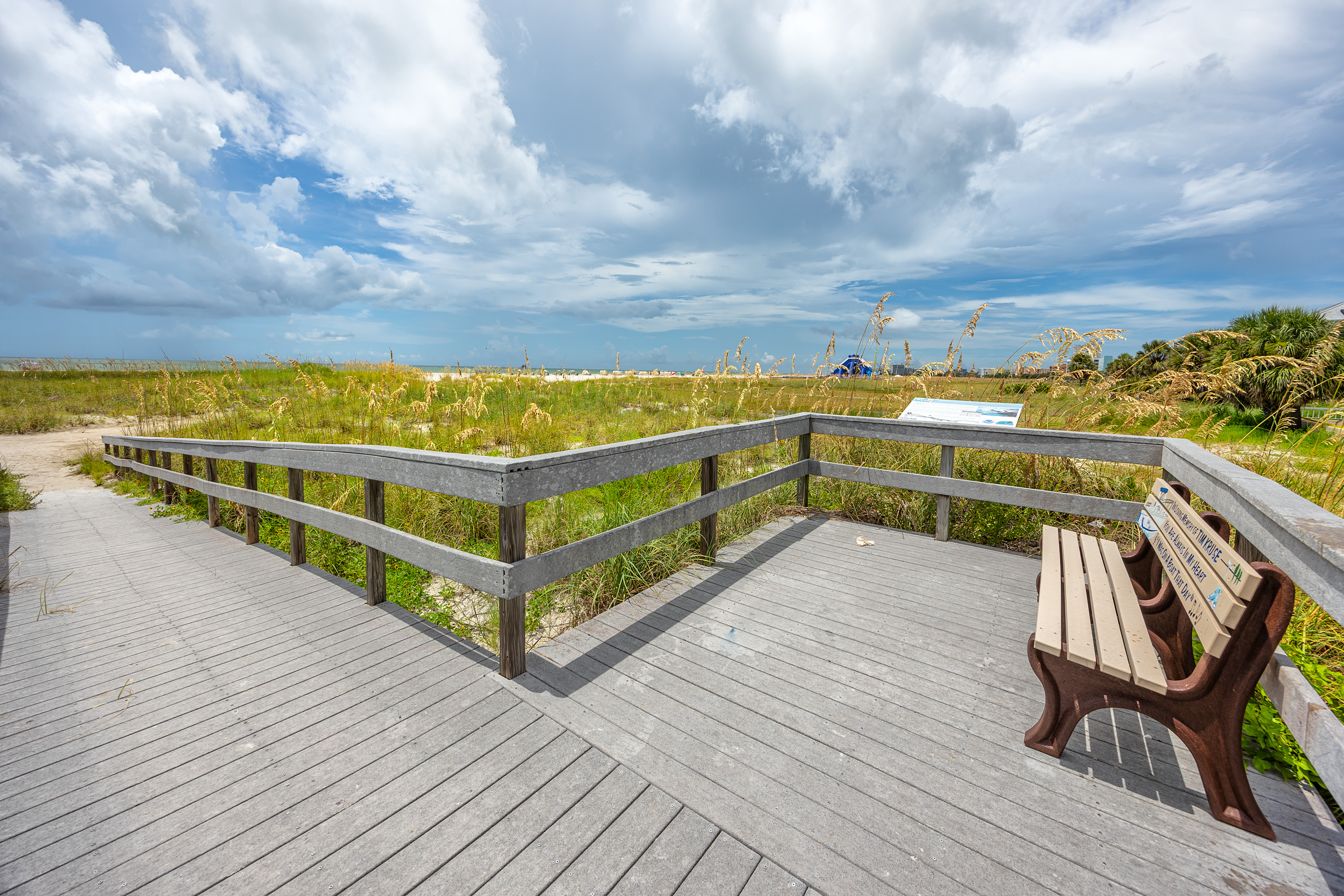 Beach bench along the path