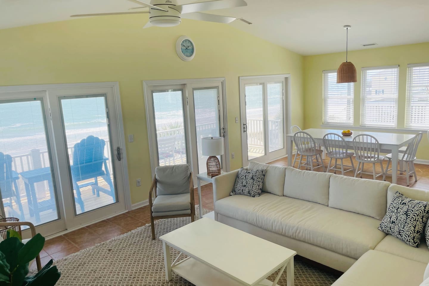 3rd floor living space. Covered porch off third floor with seating and oceanviews.
