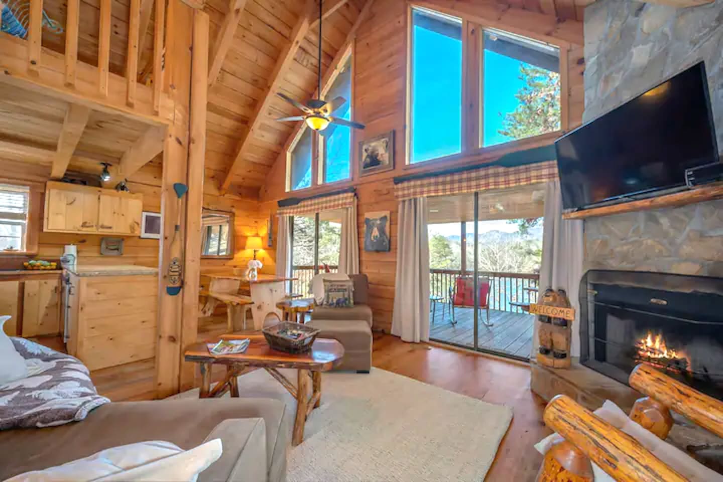 Huge lake and mountains views from living room