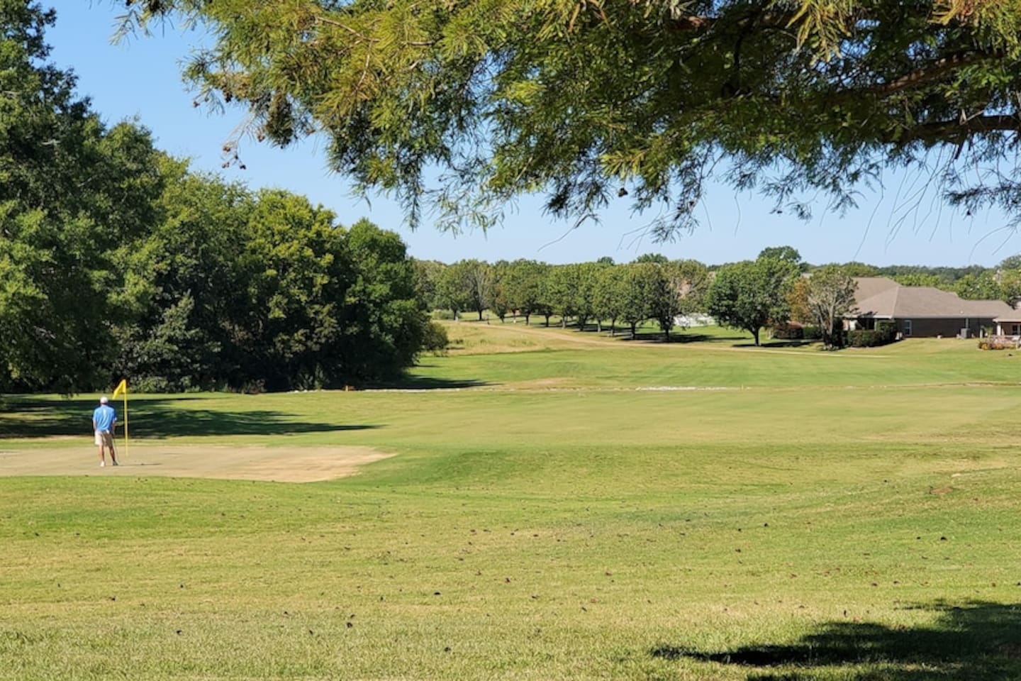 View from backyard, patio, and courtyard. Just steps to the golf course.