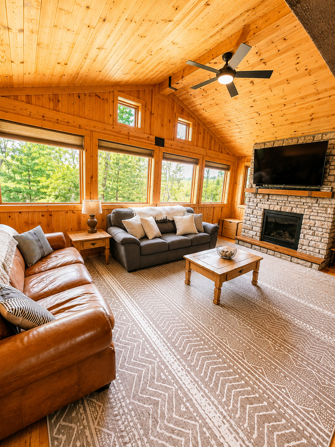 Beautiful Living Room with Fireplace