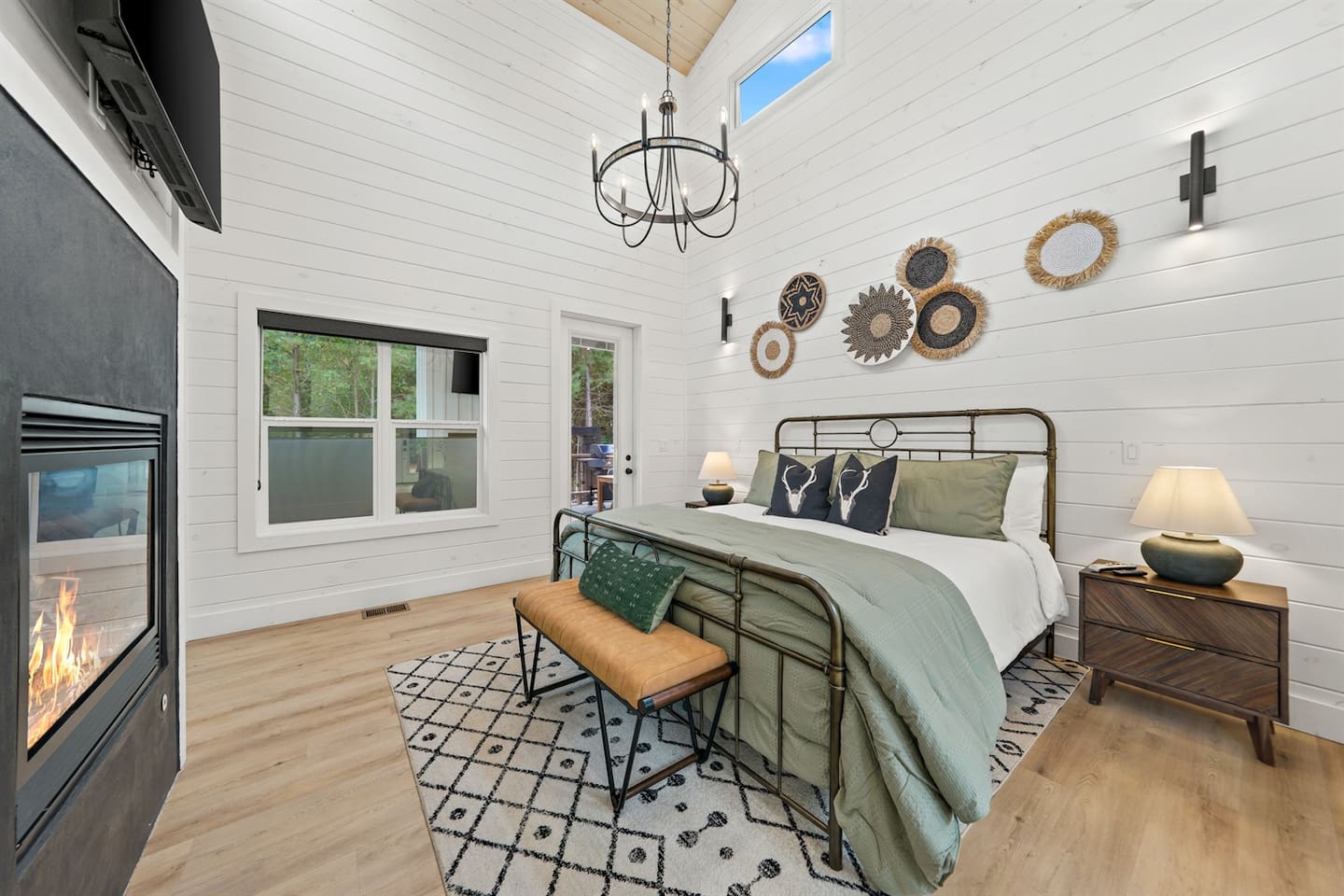 Cozy beds, clean lines, and thoughtful touches make every night feel like a retreat in this peaceful woodland escape.