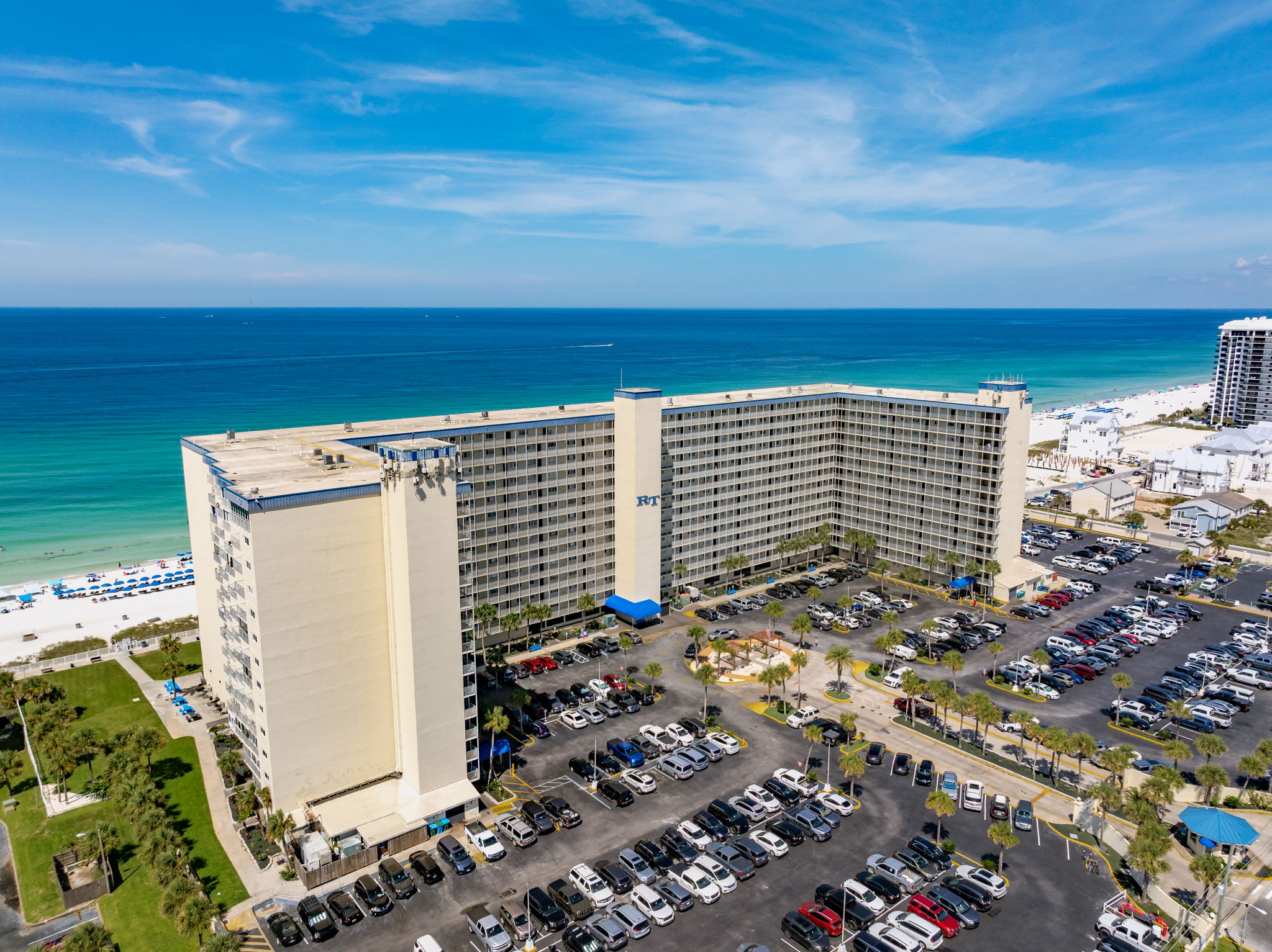 The resort rises above the beach offering easy access and amenities