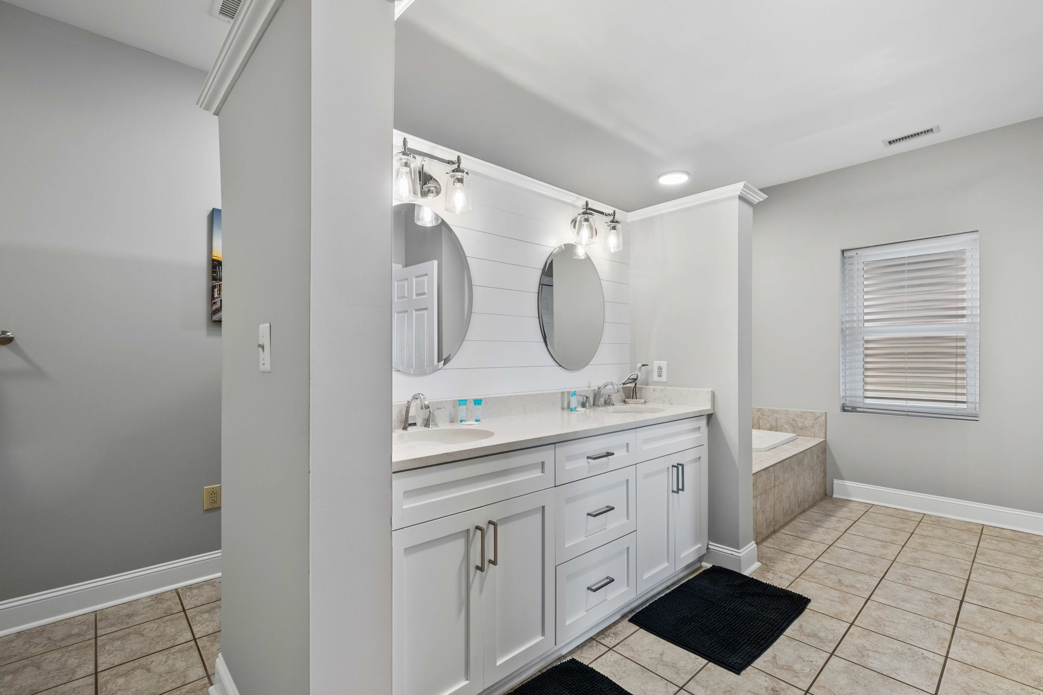 Bathroom 1: Primary Ensuite Bath  | Morning Sunrise | 302 Oceanview | 1116 Ocean Blvd, Isle of Palms, SC | IOP Escapes