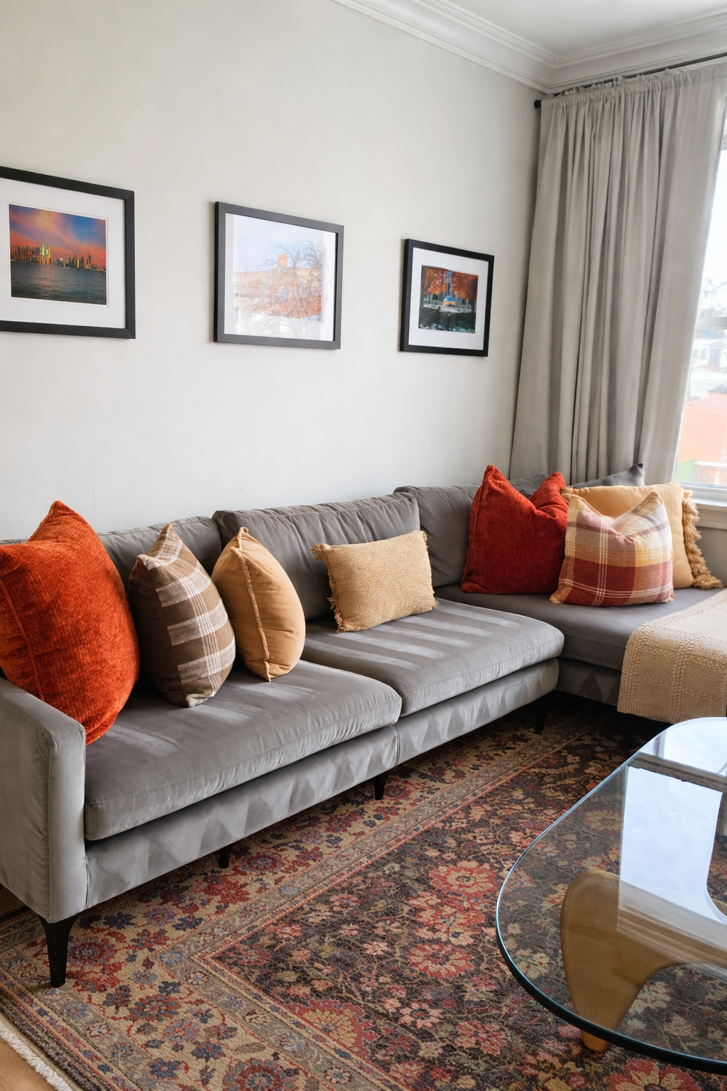Large and comfortable sectional, great for relaxing and enjoying your favorite show after a long day exploring Chicago.