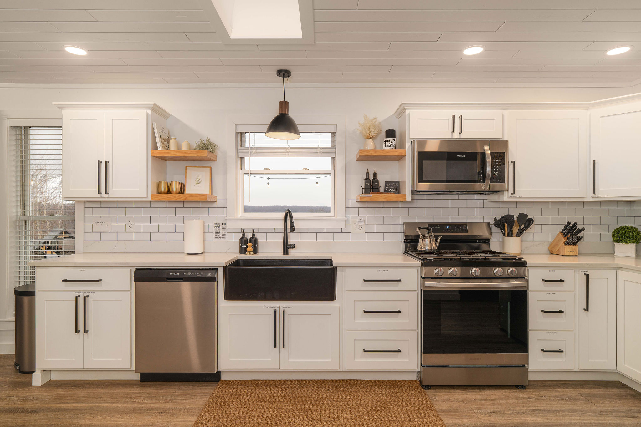 Bright, Modern Farmhouse Kitchen — fully stocked and ready for your stay.