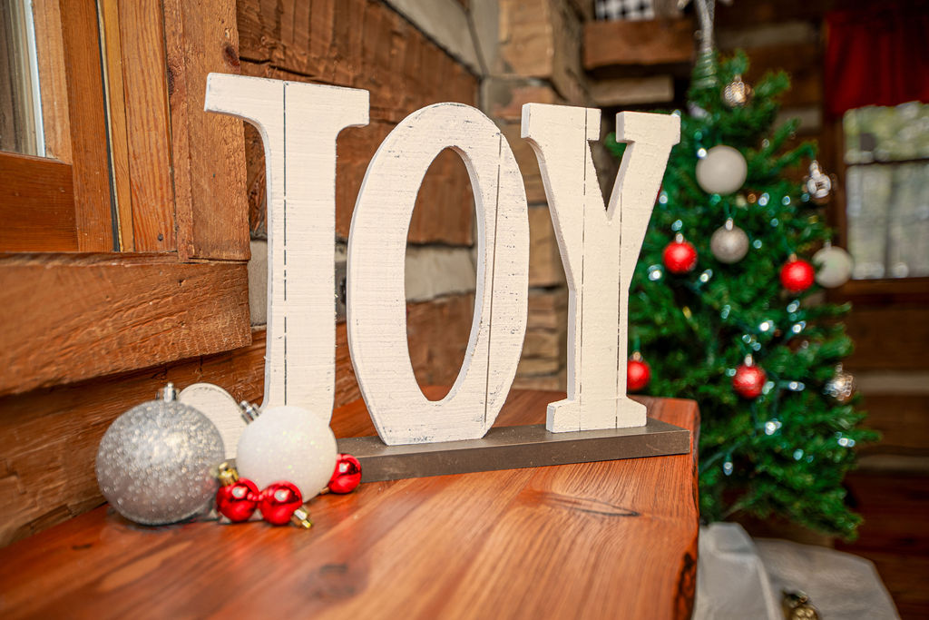 Spreading holiday joy at the cabin.