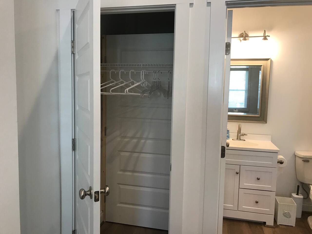 Private closet for the downstairs apartment.