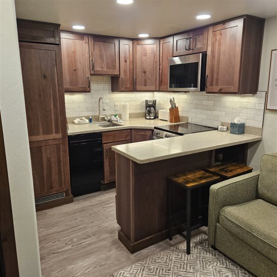 Breakfast nook area next to kitchen. 