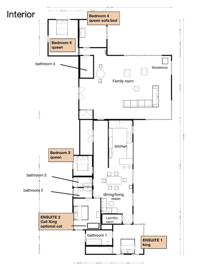 Partial layout of the house to help you plan your group's sleeping arrangements.