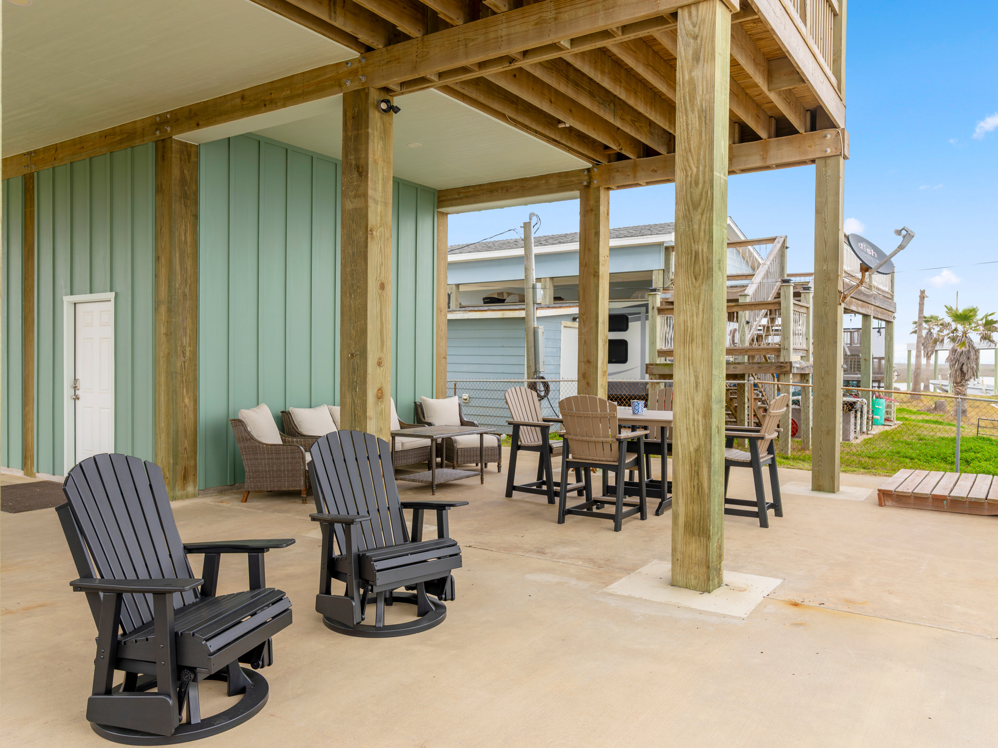 Sitting area under home with ICW/gulf views