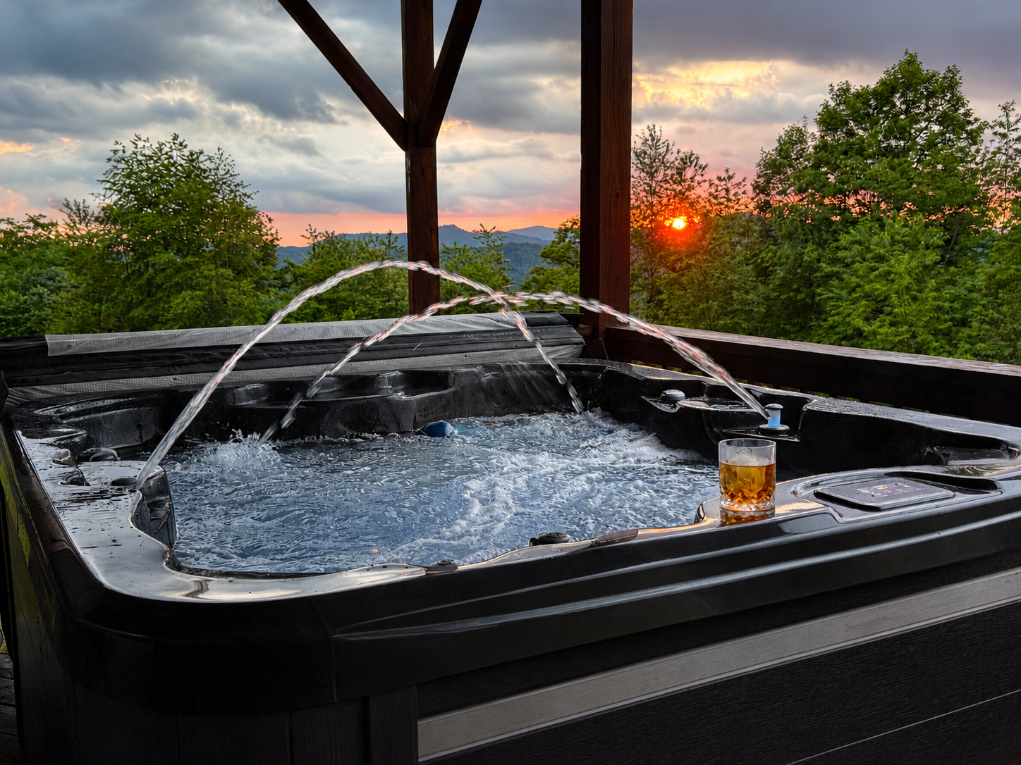 Private hot tub with Blue Ridge Mountain views at Mars Hill Haven near Mars Hill University