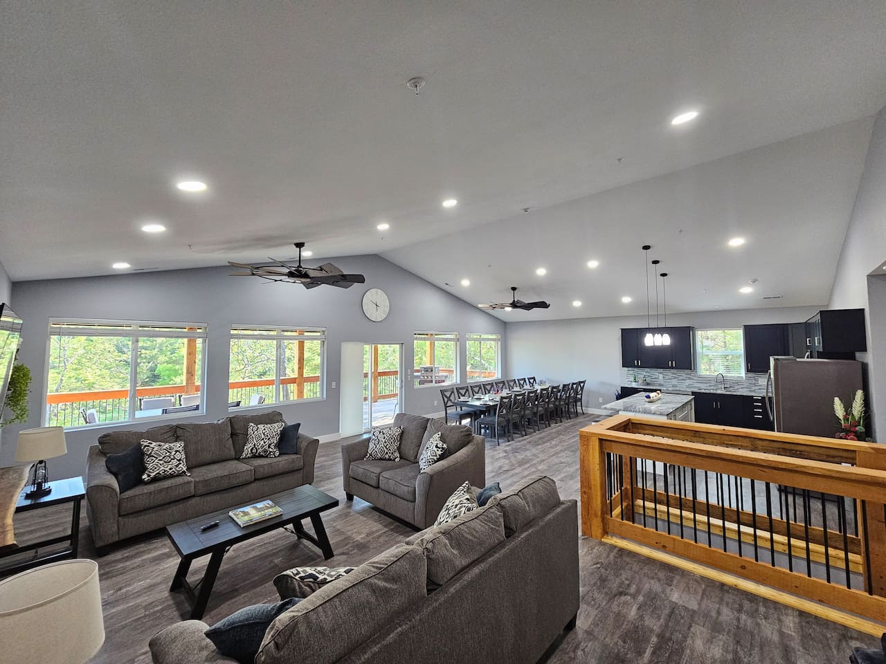 Bright, spacious great room with panoramic Ozark views—perfect for gathering everyone together.