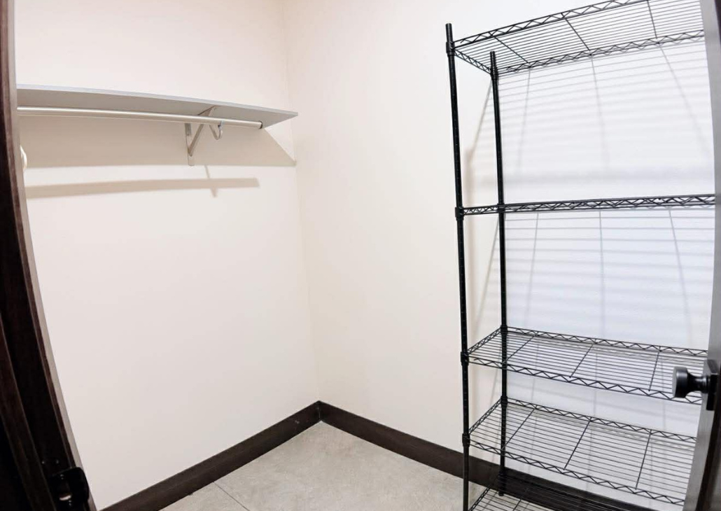 closet for storage.