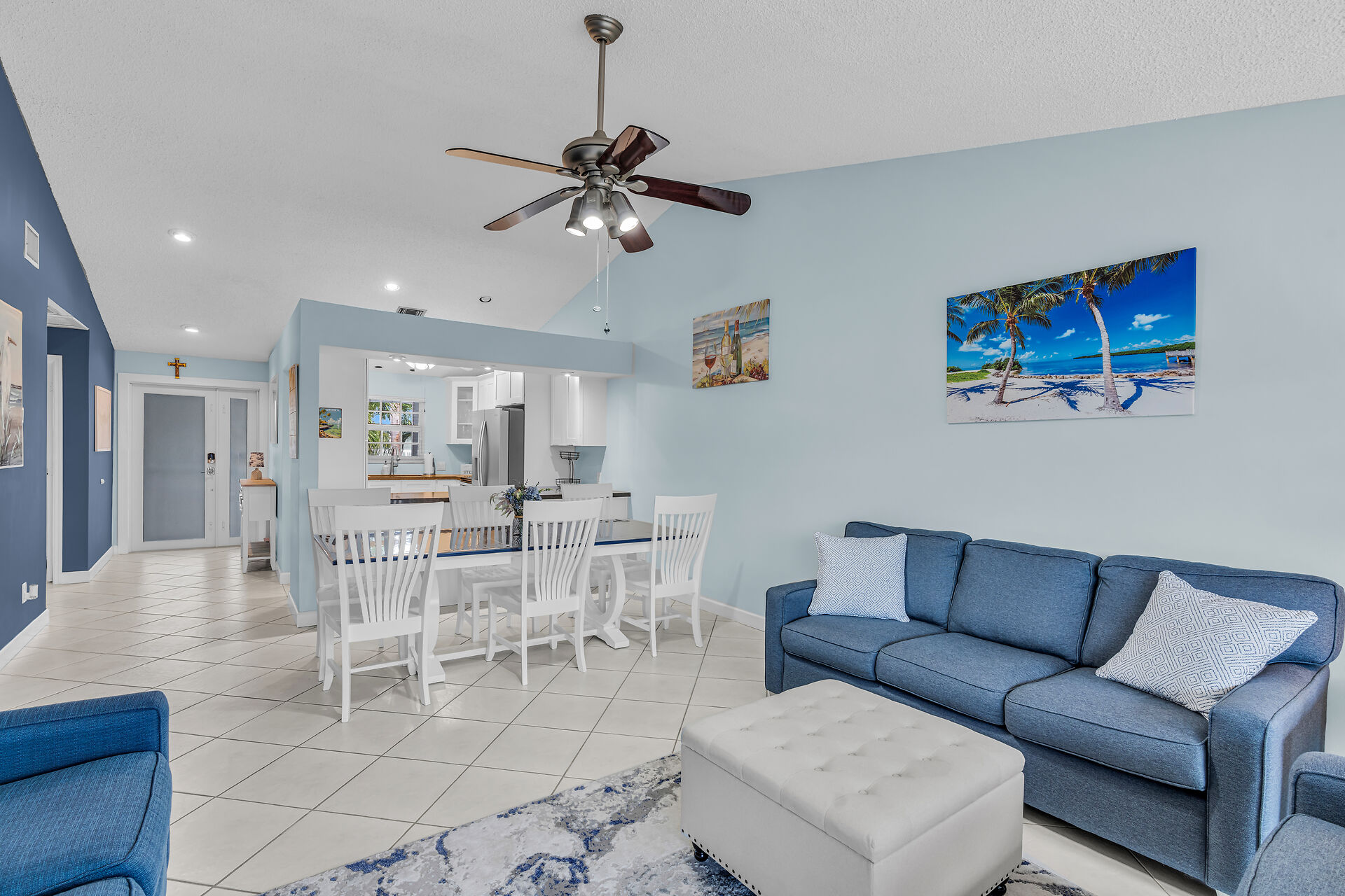 Open living and dining room