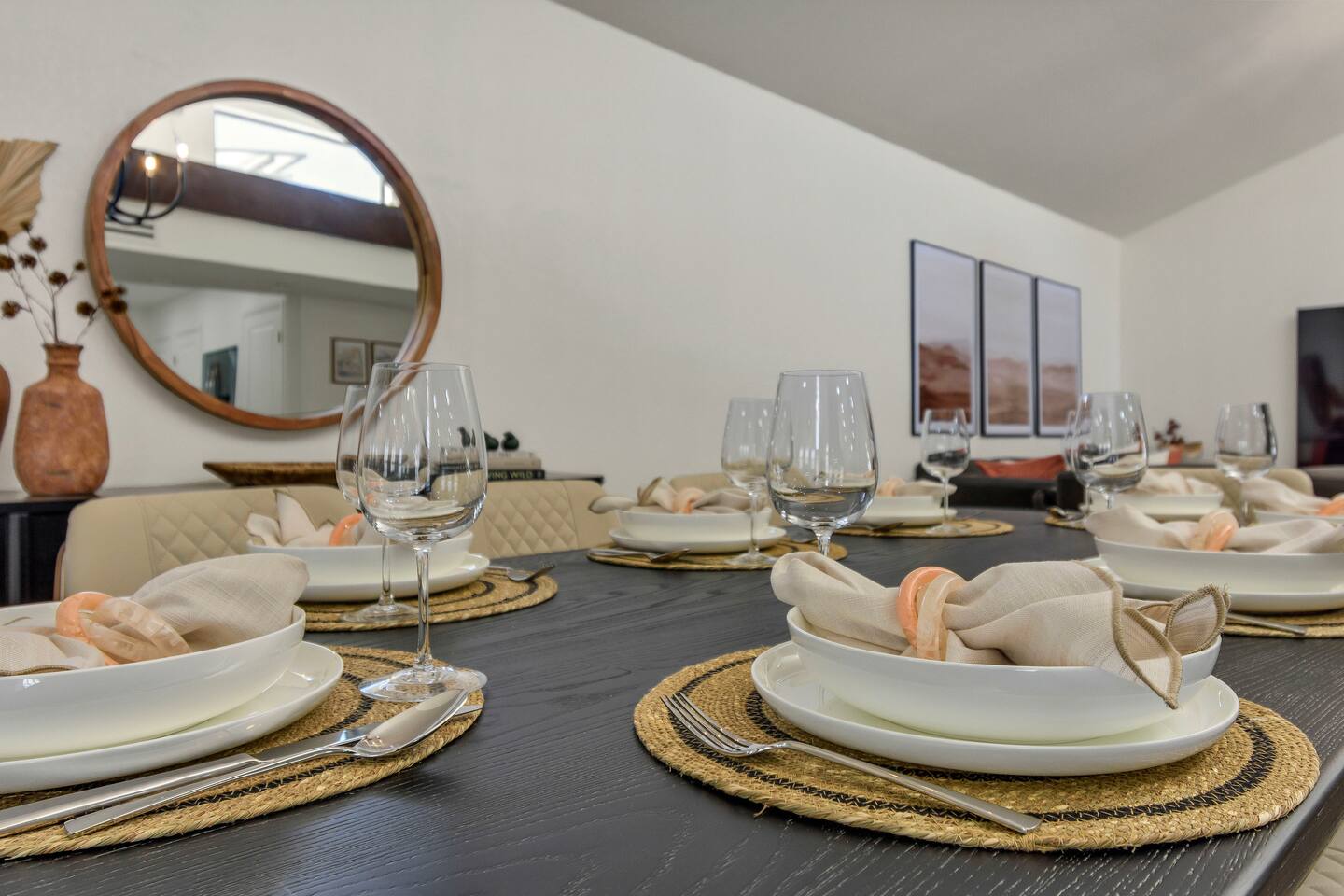 Kitchen and dining space are fully equipped for a beautiful dining experience.