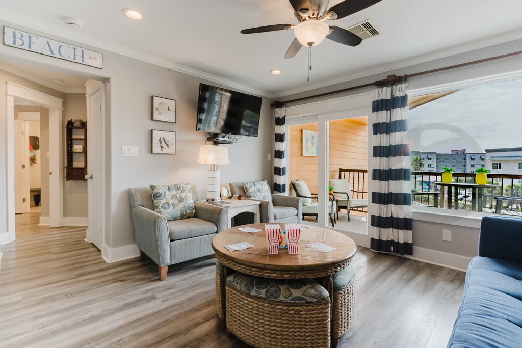 The wedge cushions under the table pull out for dining or games