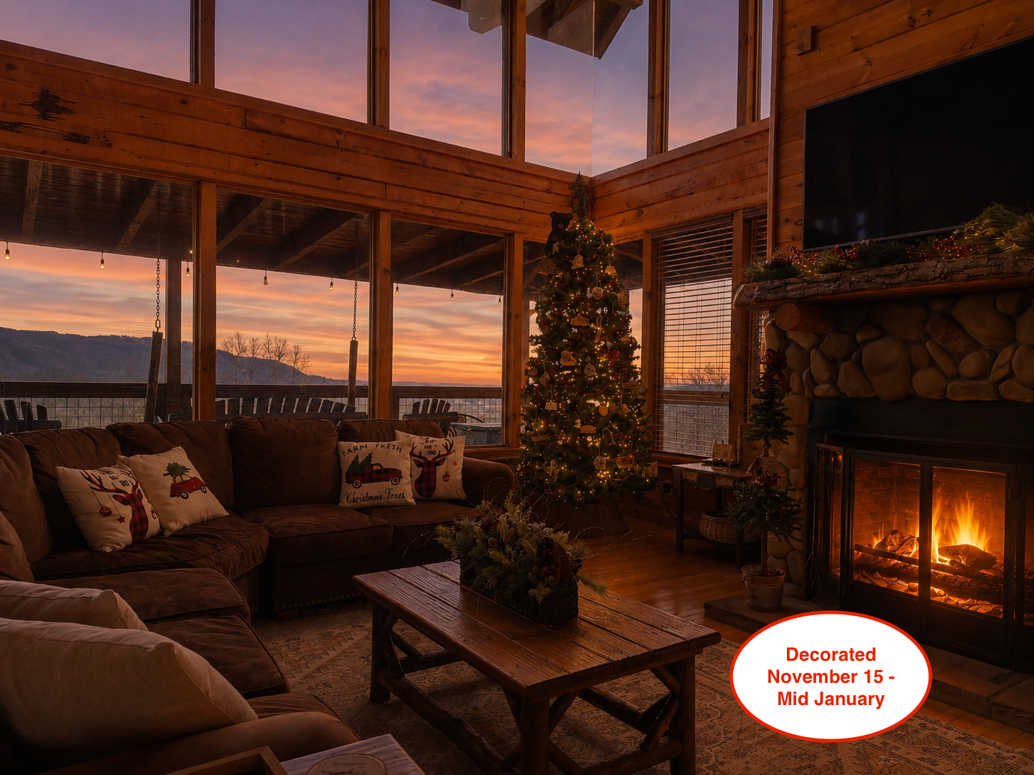 Serenity is decorated seasonally each year, from mid November to mid January