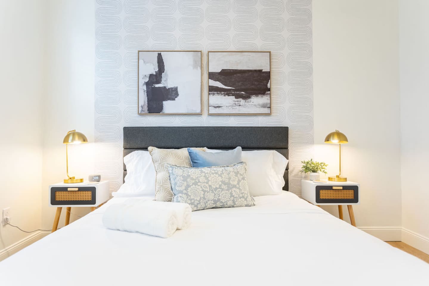 Bright and spacious queen-sized bedroom, offering a comfortable retreat for restful nights.
