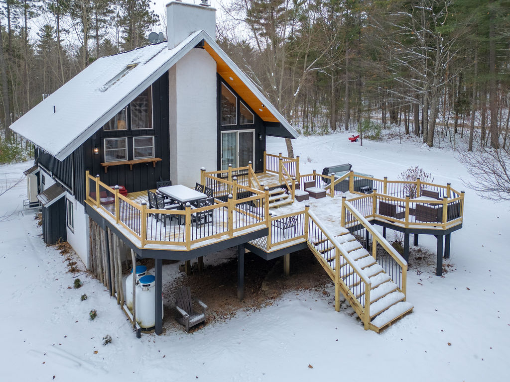 Welcome to Sawmill Chalet! Enjoy a morning coffee, crisp mountain air, and total peace year round on our expansive deck in the Adirondack Mountains.