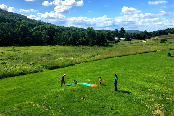 There's the perfect slip & slide and sledding hill just outside the back patio!