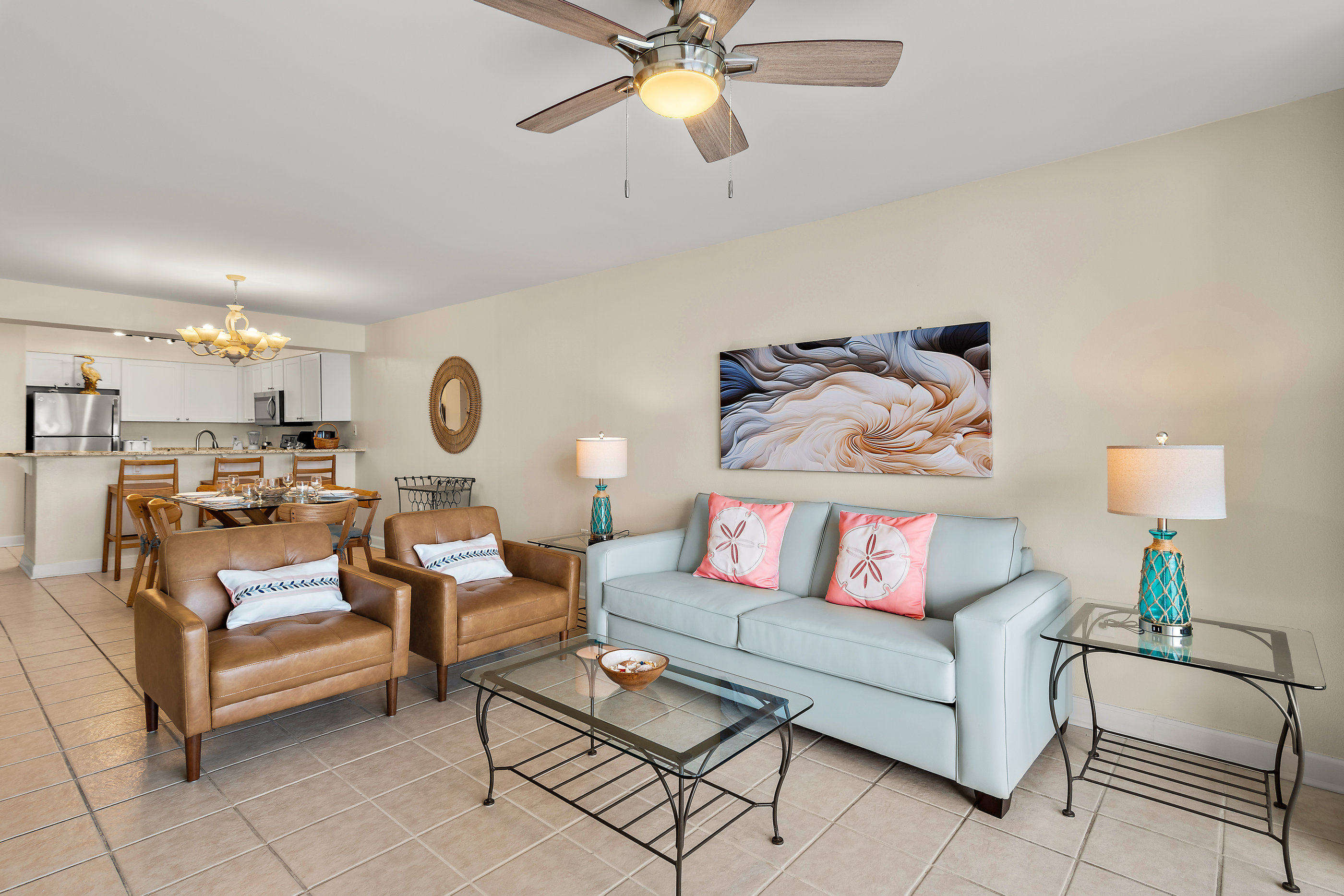 Leather sofa with queen mattress