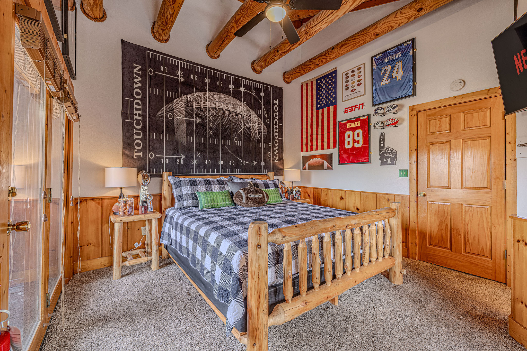 Upstairs king bedroom with quiet balcony