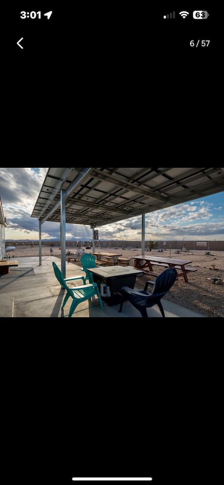 Three picnic tables for outside dining to watch the sun rise n colors of the sunset!