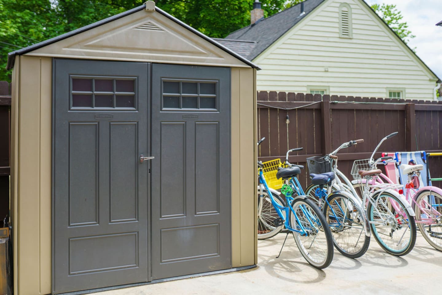 Ready for adventure! The storage shed is stocked with everything you need for a day at the lake.