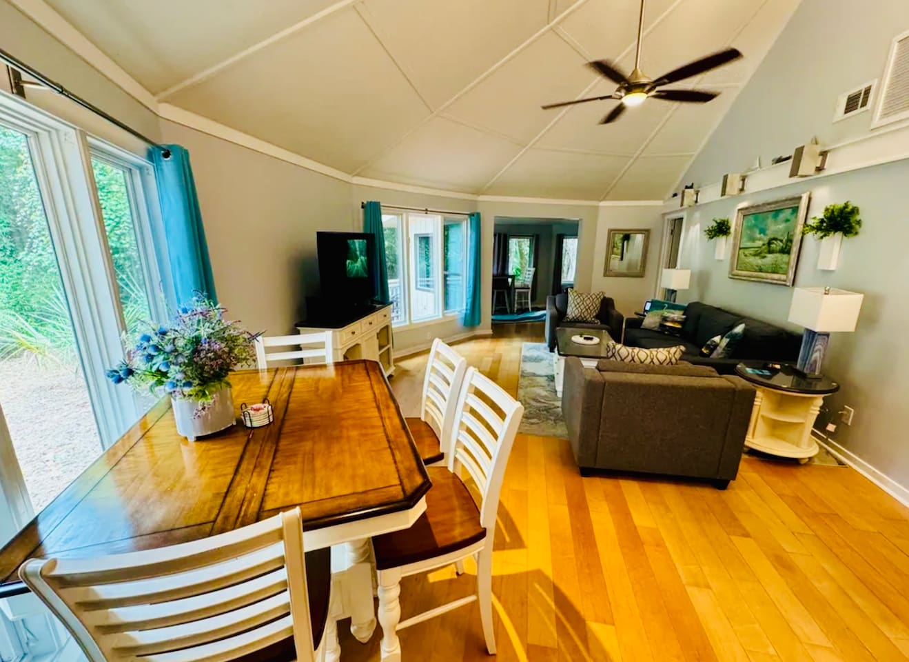 Open living and dining area