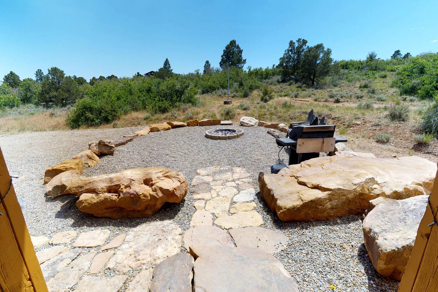 There is also a fire Pit in front of the cabin