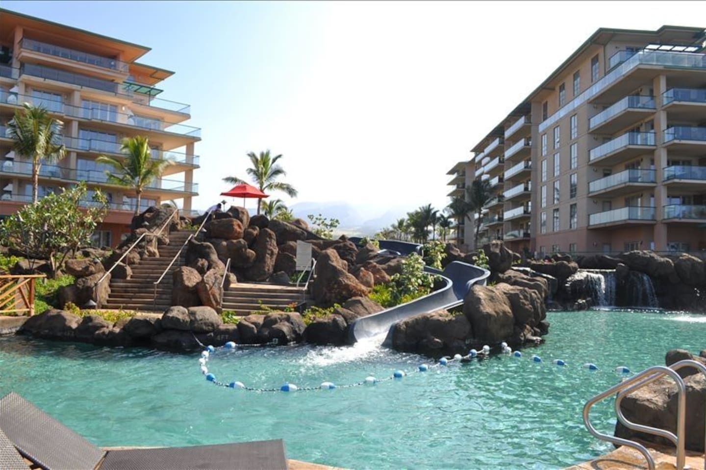 Family room with water slide