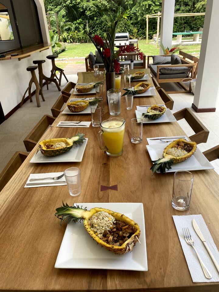 Dine al fresco on this beautifully handcrafted teak dining table.