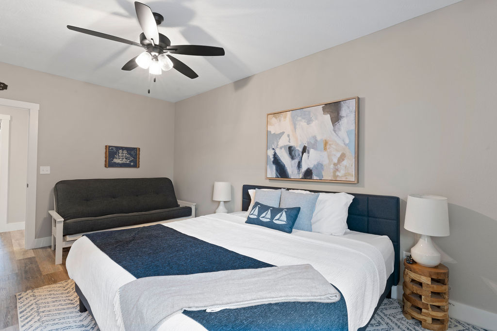 Lower level King bed #3 and futon w/ ensuite bath