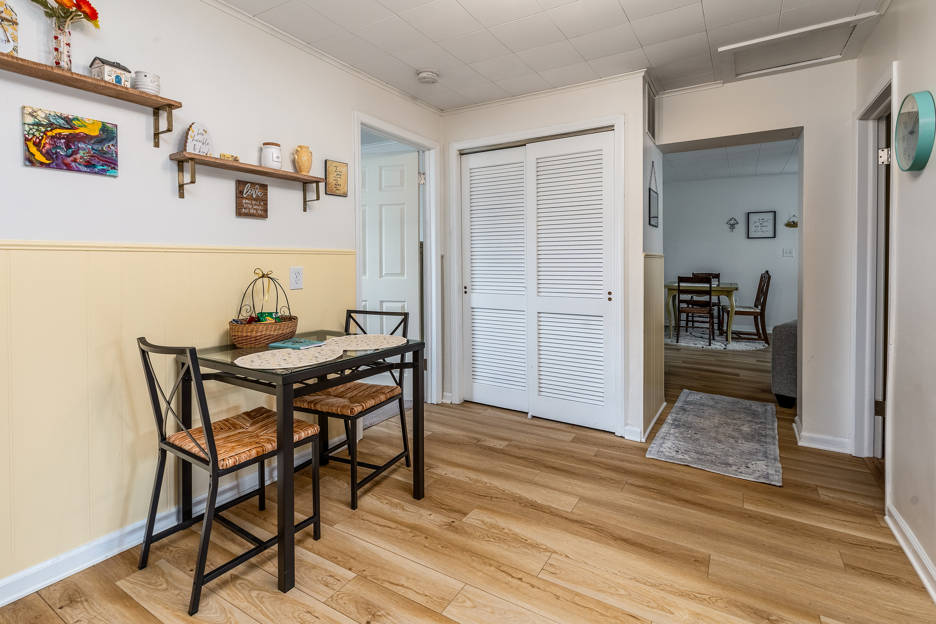 This cozy table is perfect for quiet meals, morning coffee, or a good old-fashioned card game.