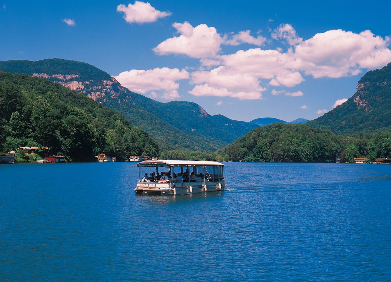 Daily Lake Lure boat tours from nearby marina.