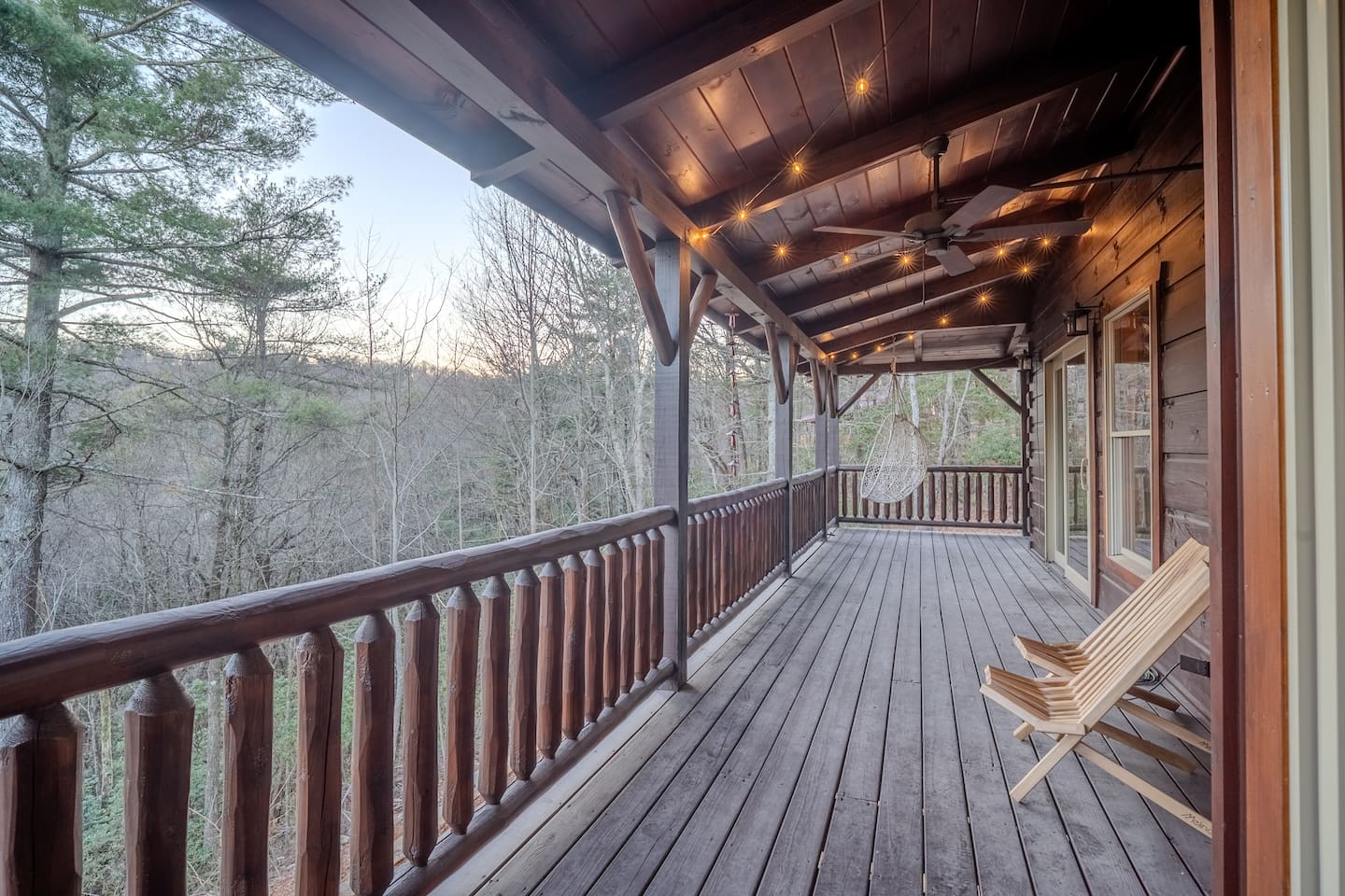 Wrap around porch with mountain views and ample seating