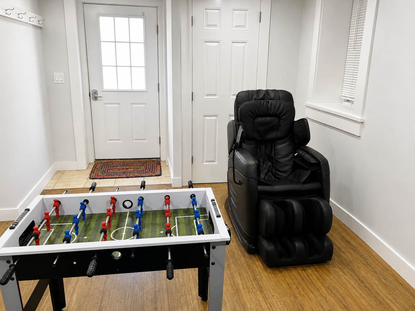 Game corner with massage chair and foosball table