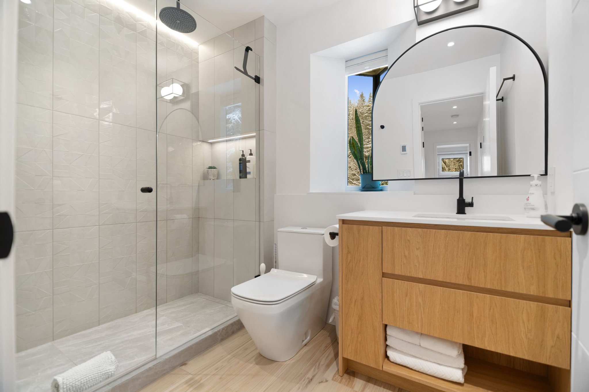 Full bathroom with walk-in rain shower