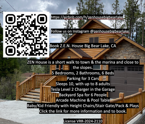 .ZEN  House 5 BR 2 BA Spa Tesla Baby Kid Friendly — Big Bear Lake, CA — vacation rental