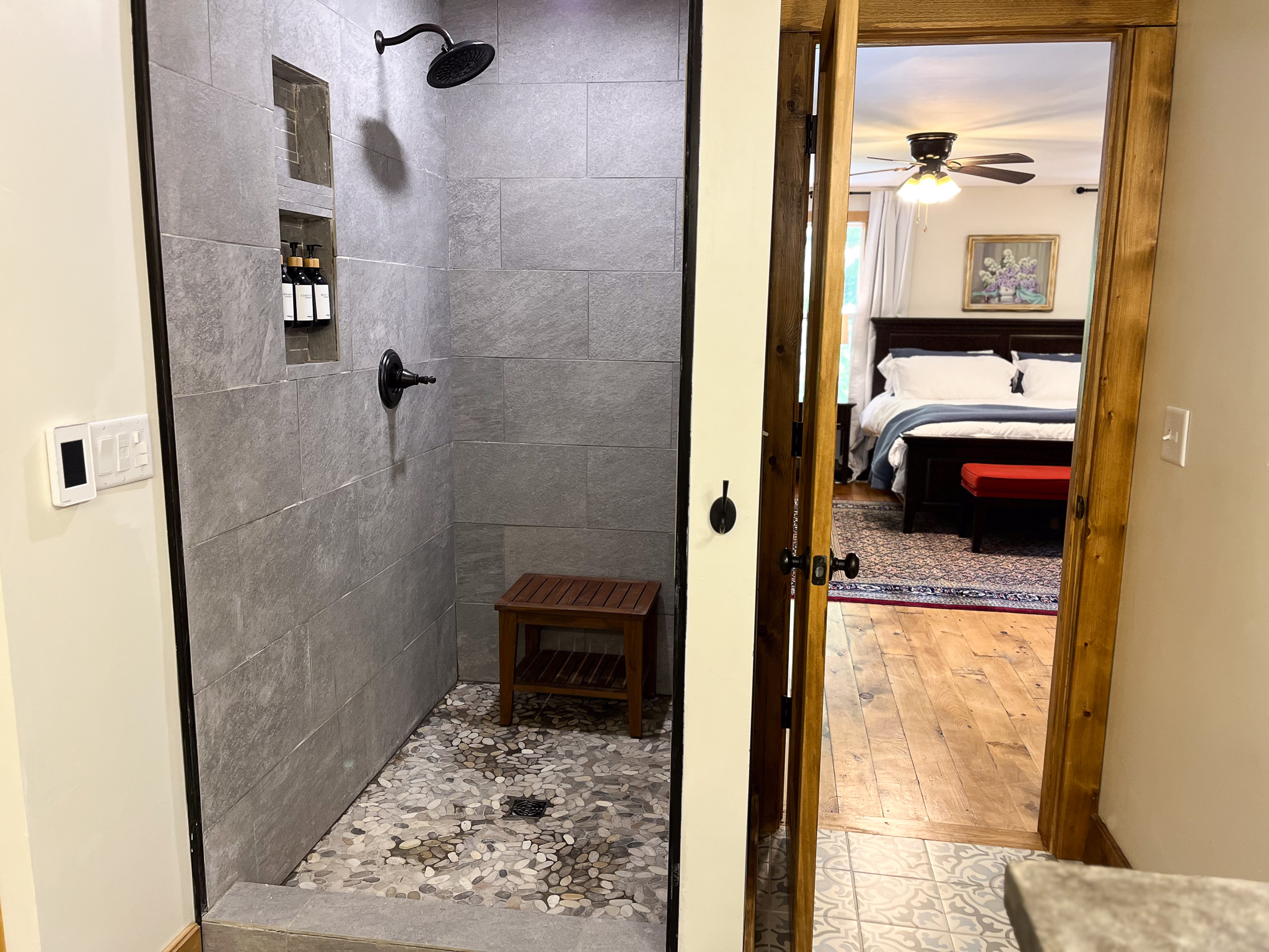 Walk in shower in Master Bathroom