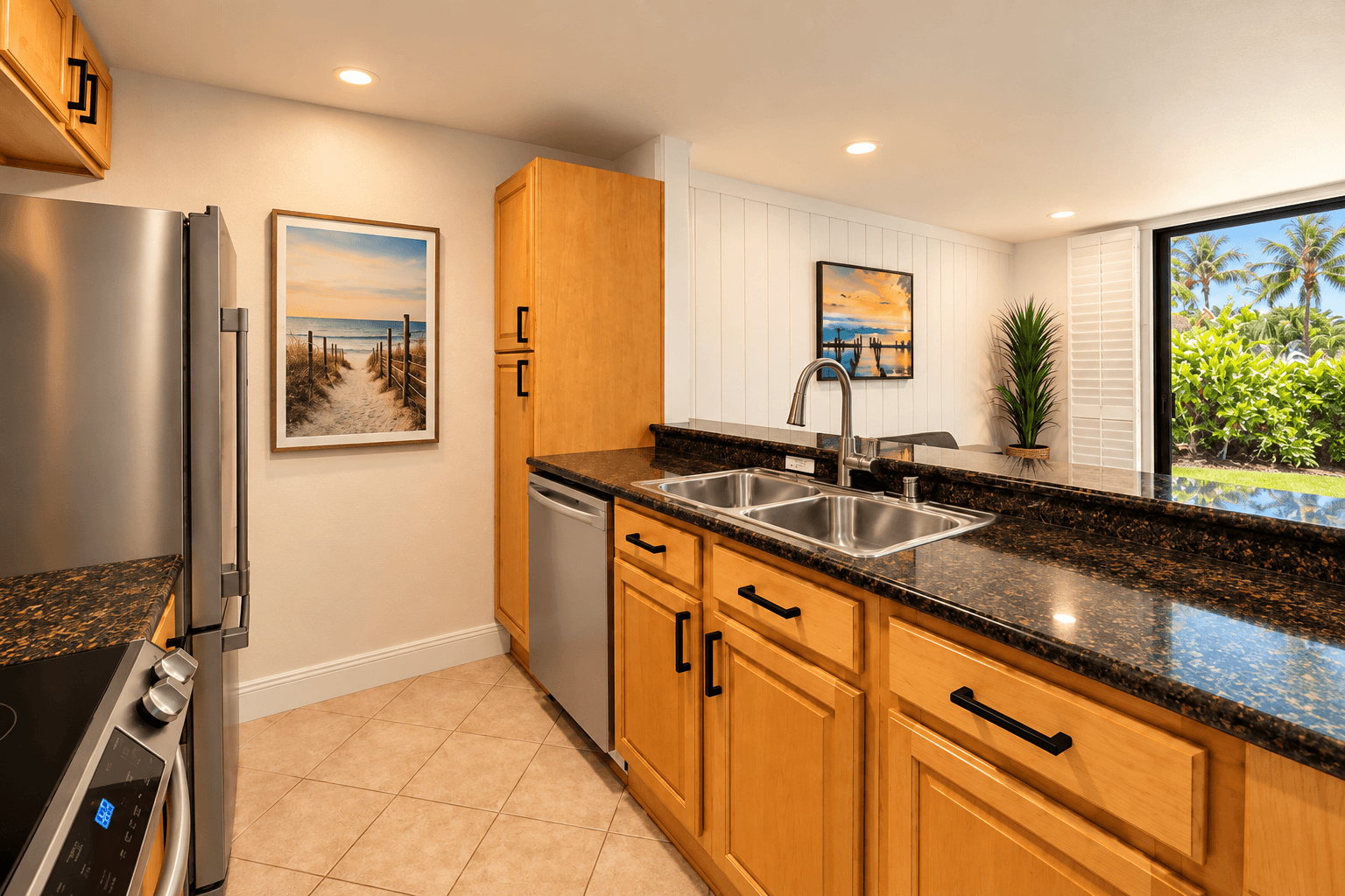 Kitchen with garden view