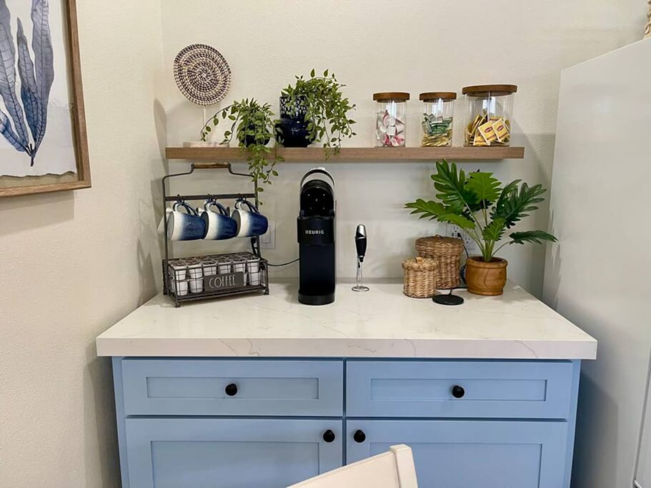 Enjoy our coffee bar complete with Keurig coffee machine and free pods.