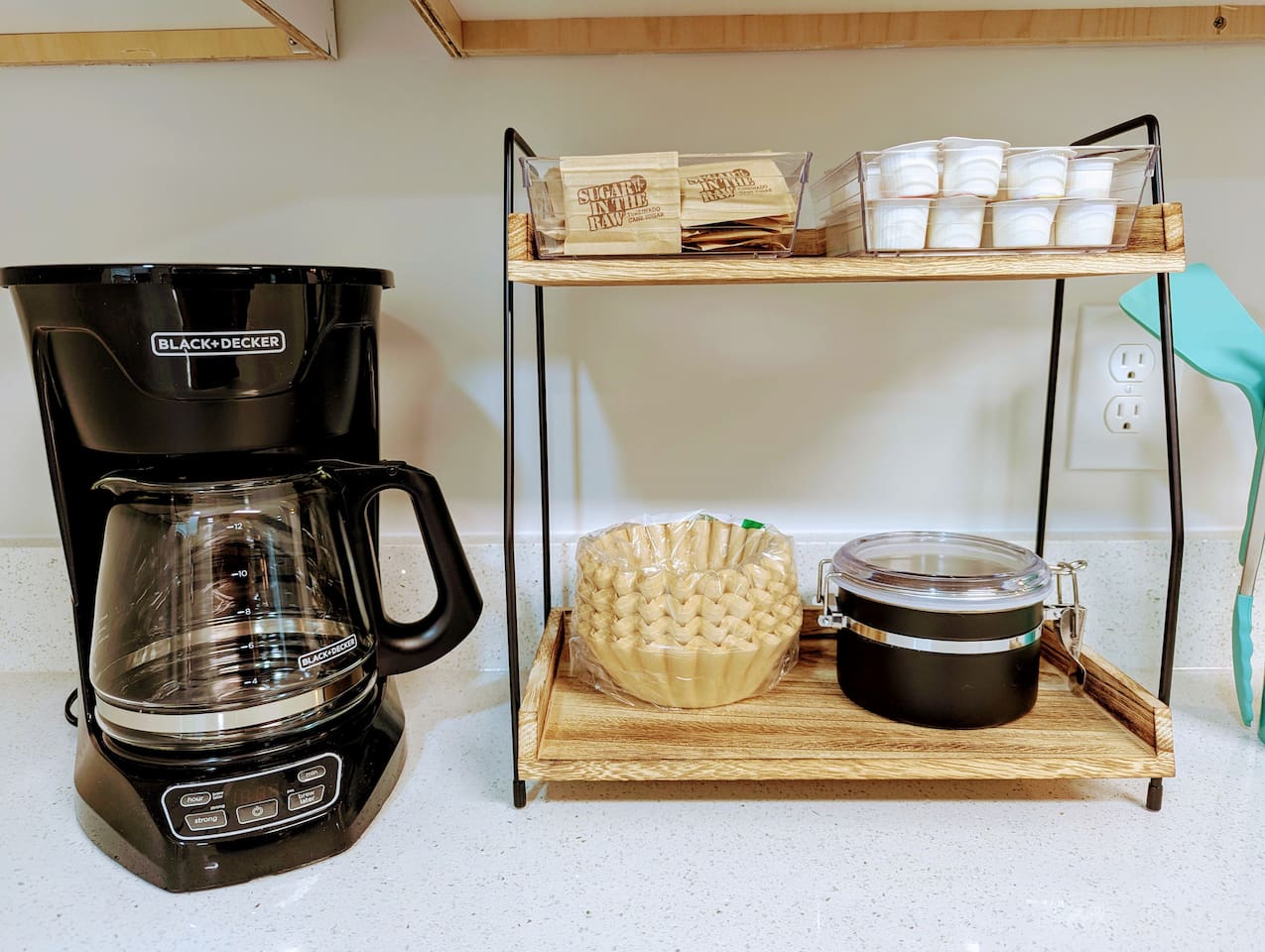 Fully stocked coffee station