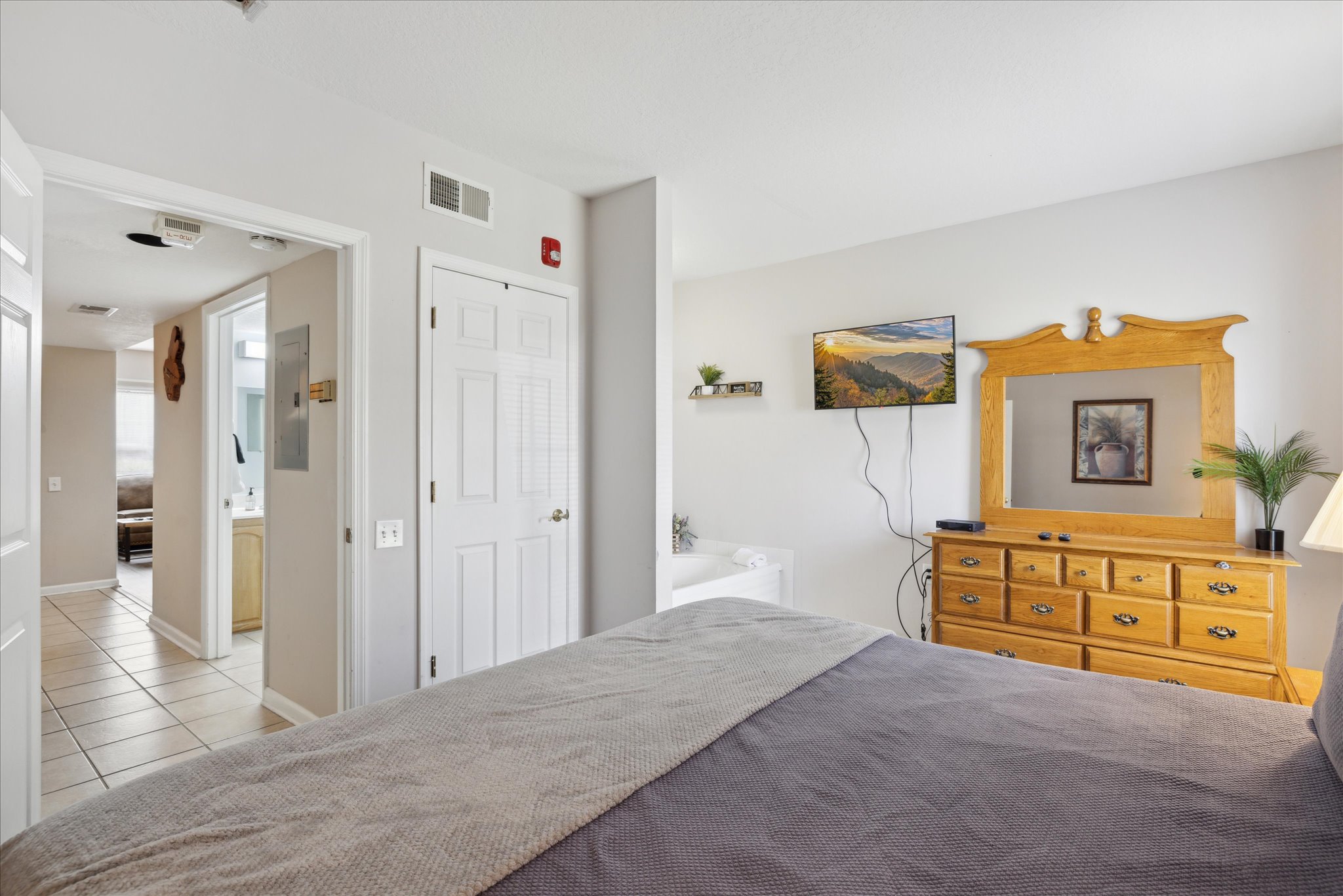 Plenty of storage for guests in the dresser and closet