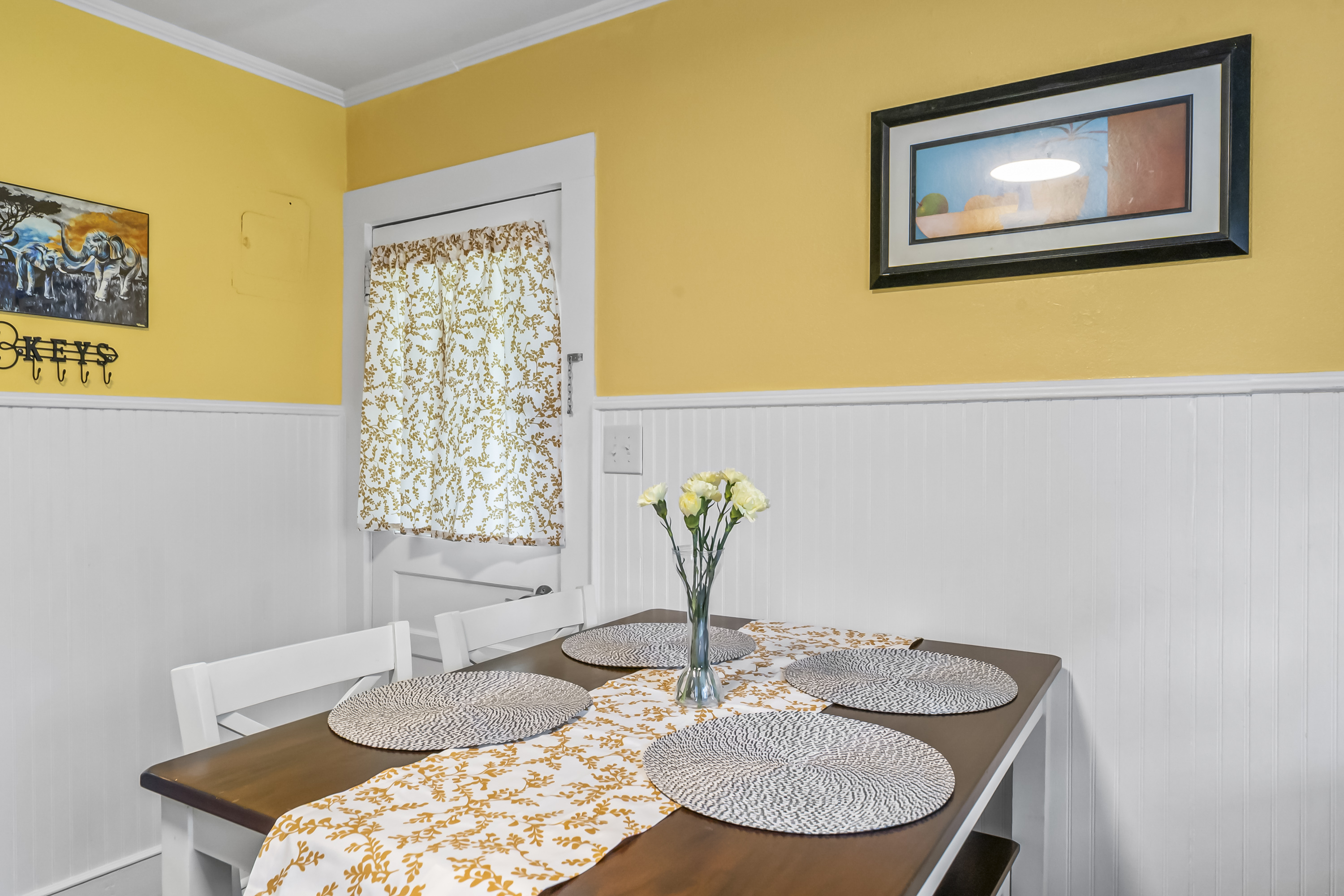 Counter-height table with seating for four