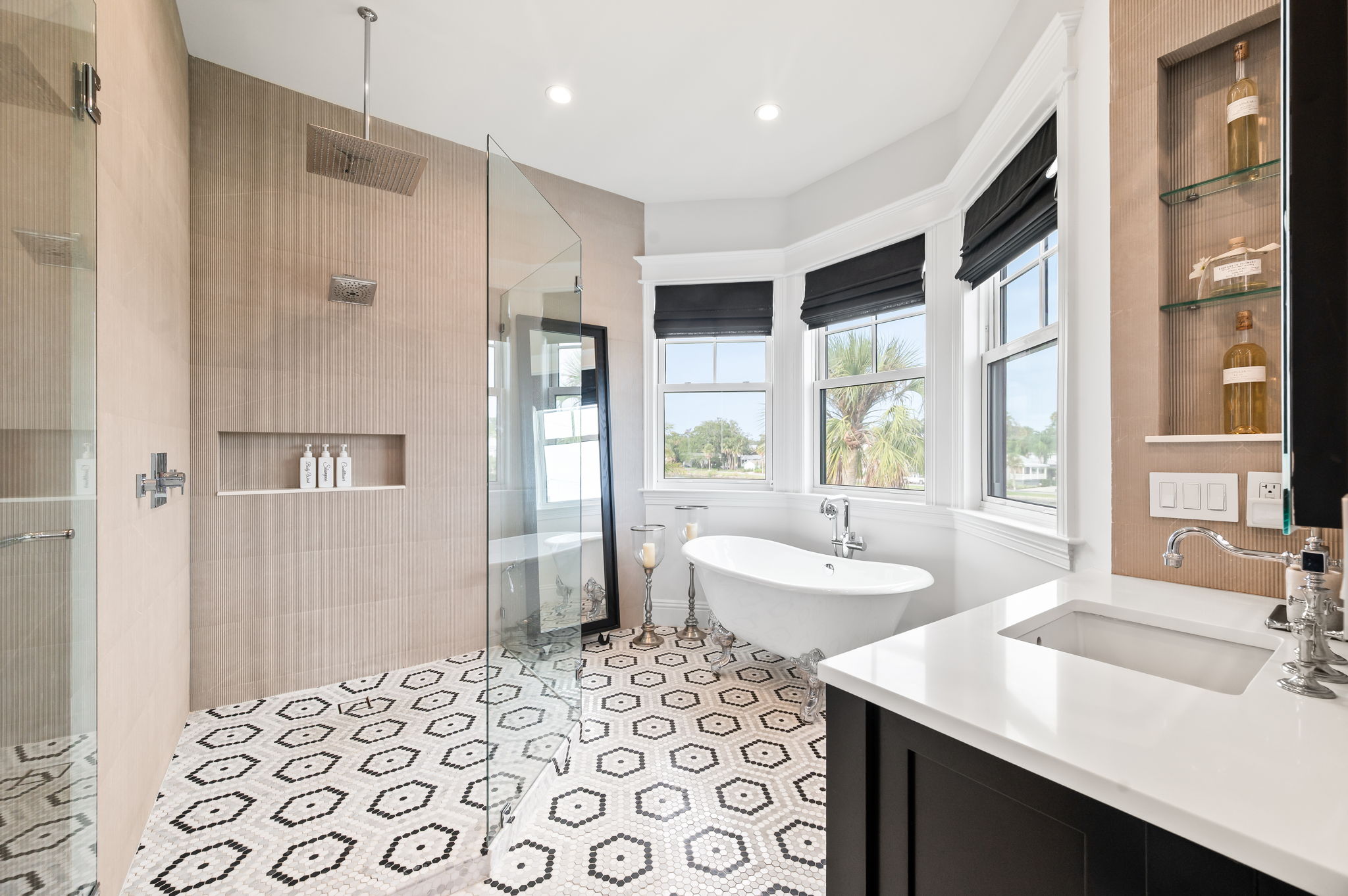 Master bath with lake view