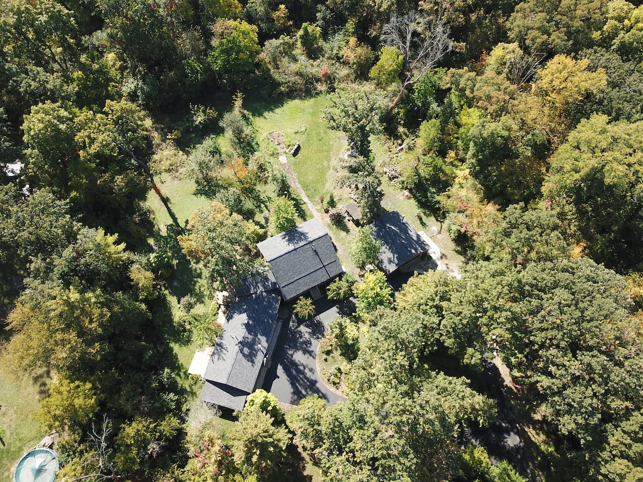 Wooded lot with open areas. Picture take before gazebo was built.