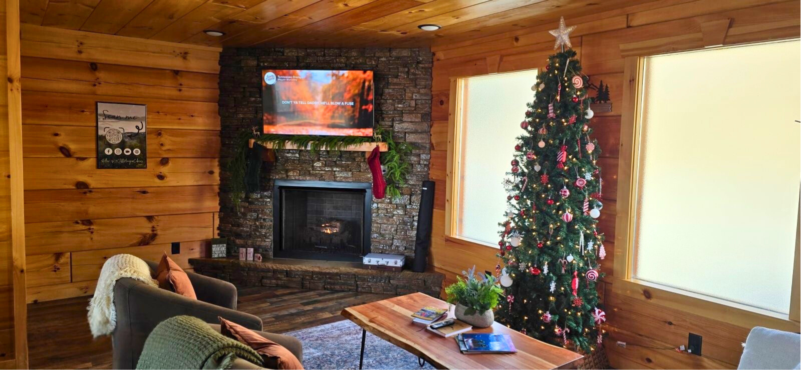 Beautifully decorated for the holidays - living room